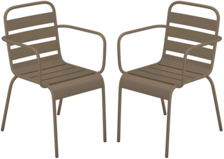 Vente-unique - Gartensessel stapelbar 2er-Set - Metall - Taupe - MIRMANDE von MYLIA