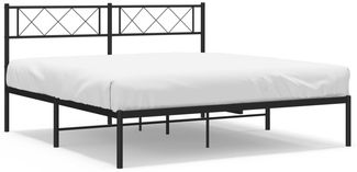 vidaXL Bettgestell mit Kopfteil, Metall, Schwarz, 150x200 cm