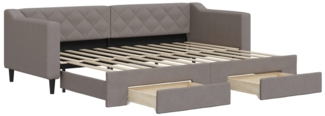 vidaXL Tagesbett Ausziehbar mit Schubladen Taupe 80x200 cm Stoff 3197460