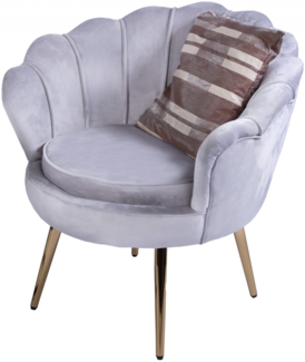 Design-Polstersessel Armlehnsessel Samt grau Metallbeine goldfarben lackiert BIG CHAIR 528900