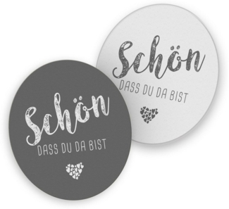 itenga Bierdeckel itenga 40x Bierdeckel Untersetzer "Schön dass du da bist" taubengrau g