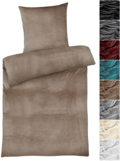 Carpe Sonno Bettwäsche Cashmere-Touch Bettwäsche 135x200 cm aus 100% Polyester, Microfaser-Fleece, 2 teilig, Warme kuschelige einfarbige Bettwäsche Nougat Braun