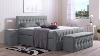 Meisterbetten Boxspringbett Cool 120x220 in WT-Silbergrau, Matratzenbezug Nano, Komfortschaum-Topper