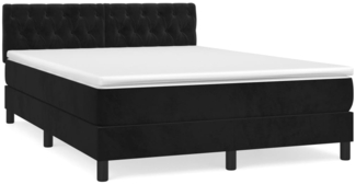 vidaXL Boxspringbett mit Matratze Schwarz 140x190 cm Samt 3141481