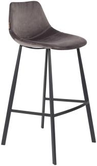 Barhocker FRANKY VELVET Samt Grau von DutchBone