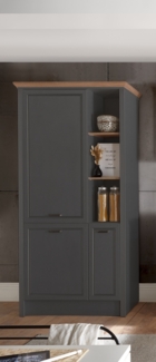 JASMIN Moderner Einbauschrank für Kühlschrank in Graphit, Artisan Eiche Optik - Geräumiger Hochschrank Küchenschrank mit viel Stauraum - 104 x 216,5 x 61 cm (B/H/T)
