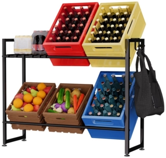 Yorbay Regal Getränkekistenregal für 6 Kisten,32D x 104W x 82H cm Regale, für Getränkekisten,Getränkeregal aus Metall,Bierkistenregal Schwarz