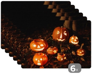 MuchoWow Platzset Kürbis - Halloween - Herbst, (6-St), Platzsets, Tischset, Abwaschbar, Tischsets, Platzdeckchen