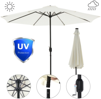 Sonnenschirm Marktschirm Ø3m beige Beleuchtung Strandschirm Gartenschirm UV