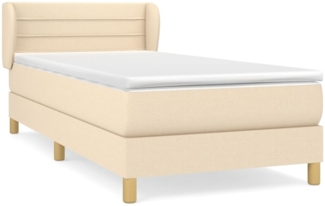 Einzelbett, Polsterbett mit Matratze Stoff Creme 100x200 cm