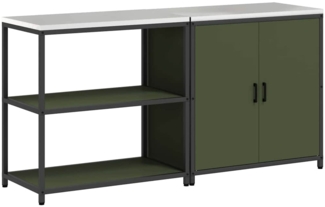 vidaXL Aufbewahrungsset für die Küche mit Regal 2 pcs Olive Grün Stahl 3392655