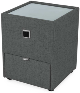 Nachttisch Lukas / Lancy , Stoff , Grau , 43 x 53 x 43 cm