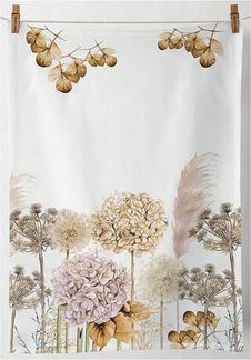 Ambiente® Geschirrtuch Dried flowers, (2-tlg, 2-teilig), Geschirrtücher ca. 50x70 cm Baumwolle