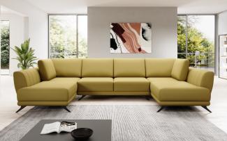 Designer Sofa Nina mit Schlaffunktion Stoff Senf