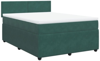 vidaXL Boxspringbett mit Matratze Dunkelgrün 160x200 cm Samt 3287779