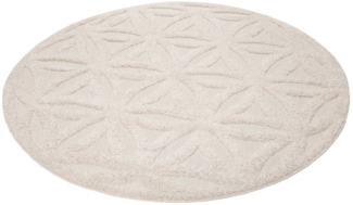 Esprit Outdoorteppich Shake, ESP54232, rund, Höhe: 2 mm, Hoch-Tief-Effekt, Blume des Lebens - Motiv, uni, robust, Terrasse