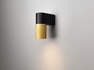 Downlight LED Außenwandleuchte Aluminium Schwarz-Gold Höhe 14,5cm