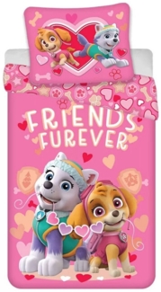 PAW PATROL Kinderbettwäsche Bett Wäsche Set Bettbezug Sky Rosa Wendebettwäsche 100×135cm, angenehmes Hautgefühl