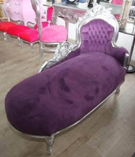 Barock Chaiselongue "King" Lila/Silber