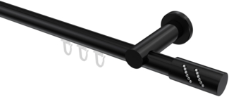 Innenlauf-Gardinenstangen-Set Platon Zoena 100 cm, 1-läufig, 20 mm Ø Schwarz