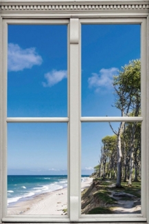 queence Wandsticker Strand, Wandsticker, Wandbild, selbstklebend, 3D, Fenster