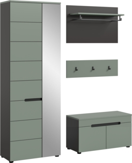 Garderobenkombination (B/H/T: 160x190x37 cm) in Smoke Green Nachbildung