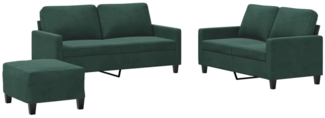 vidaXL 3-tlg. Sofagarnitur mit Kissen Dunkelgrün Samt 3201508