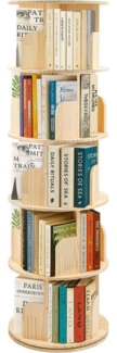 Youyijia Bücherregal 3/4/5-stöckig, Drehregal aus Kiefernholz Naturholzfarbe