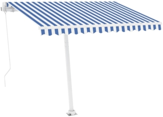 vidaXL Standmarkise Manuell Einziehbar 300x250 cm Blau/Weiß 3069496