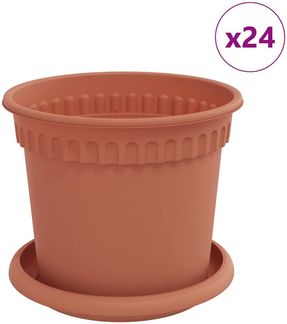 vidaXL Blumentöpfe 24 pcs Ziegelrot Ø 15 x 12 cm Kunststoff 3403263