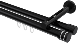 Innenlauf-Gardinenstangen-Set Siteno Estana 100 cm, 2-läufig, 20 mm Ø Schwarz
