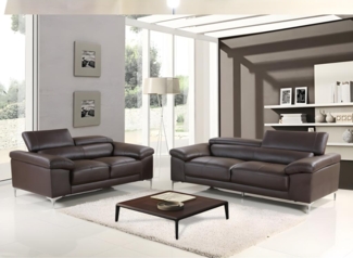 Vente-unique - Couchgarnitur Leder 3+2 - Braun - SOLANGE