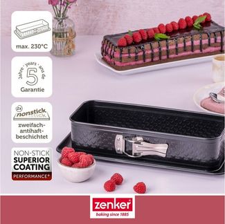 Zenker Königskuchen-Springform 30 cm – Backform mit Herz-Prägung, auslaufgeschützt, PFAS-frei, Made in Germany, Schwarz
