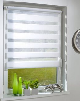 Doppelrollo Duo-Doppelrollo KLEMMFIX, DécoProfi, Lichtschutz, mit Bohren/ohne Bohren, Fenster- oder Wandmontage, abwechselnd transparent und blickdicht gewebtes Textil