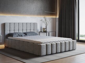 MARPUR Polsterbett ALMA (Polsterbett mit Bettkasten und Kopfteil, Lattenrost, Füße, Anleitung)