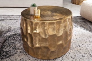 riess-ambiente Couchtisch ORGANIC ORIENT Ø55cm gold (Einzelartikel, 1-St), Wohnzimmer · Metall · rund · Hammerschlag 3D-Design · handmade