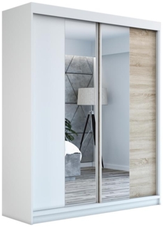 Schwebetürenschrank ELEGANZE 2-türig Schrank 180 cm. (mit Spiegel) Farbe: Weiß , sonoma