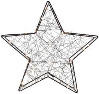 HIT Trading LED Stern INGA, 38 x 38 cm, Schwarz, Metall, Drahtgeflecht, LED fest integriert, IP44