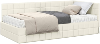 vidaXL Eckbettgestell mit Matratze mit Kopfteil 2 pcs Creme Samt 3393945