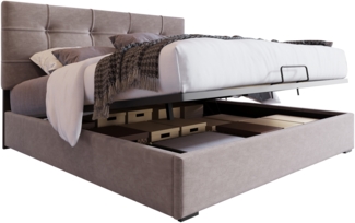 Polsterbett 140x200 cm Samt mit hydraulischem Bettkasten und verstellbarem Kopfteil, Hellgrau,Hellgrau