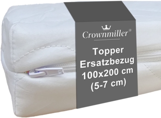 Crownmiller Topperbezug 100x200cm, für Topper von 5-7 cm, waschbar bis 60°C, OEKOTex100
