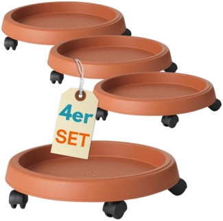 4er Set Pflanzenroller Outdoor Wetterfest Rollbrett Pflanzen Blumentopf Untersetzer mit Rollen Pflanzenroller Rund Blumenroller 25 cm