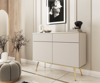 Compleo Kommode Schmal, Design Kommode mit 2 Schubladen, Glamour Stil POLO