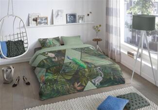 good morning Renforcé Bettwäsche 3 teilig Bettbezug 240x220 cm Kopfkissenbezug 60x70 cm Danique 2237.44.03 Green