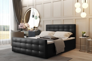 Boxspringbett Schlafzimmerbett CARLOS 200x200 cm Kunstleder Schwarz inkl. Bettkasten