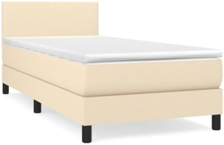 vidaXL Boxspringbett mit Matratze Creme 90x190 cm Stoff 3139862
