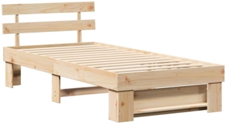 vidaXL Bettgestell mit Kopfteil Braun 75 x 190 cm Massivholz Kiefer 872509