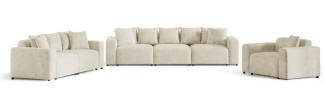 Sofaset Designersofas MEGAN 3-2-1 in Stoff Poso Creme