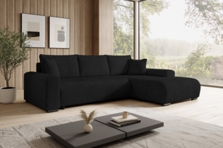 storez24 Ecksofa Ellen, mit Bettkasten und Schlaffunktion, Cordstoff, L-Form, bequem