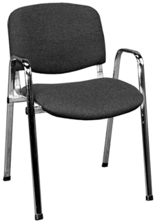 Besucherstuhl verchrohmt mit Armlehne Warteraumstühle Büromöbel stapelbar chrom/schwarz 220230